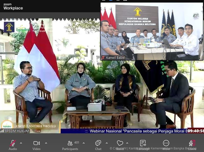 Kanwil Kemenkum Babel Ikuti Webminar Nasional “Pancasila Sebagai Penjaga Moral Bangsa di Tengah Arus Budaya Populer”