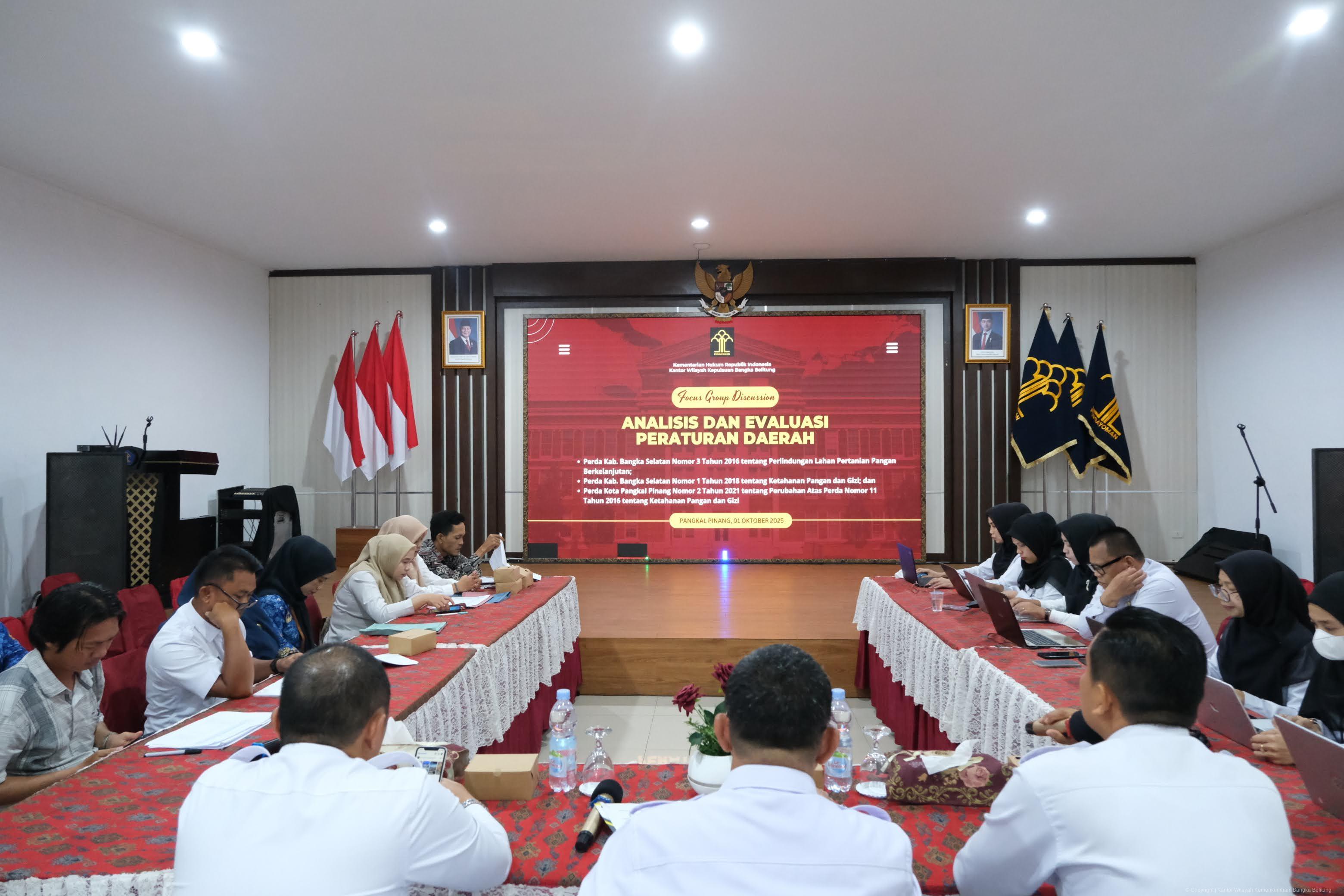 Kanwil Kemenkum Babel Gelar FGD Evaluasi Perda Ketahanan Pangan dan Perlindungan Lahan Pertanian