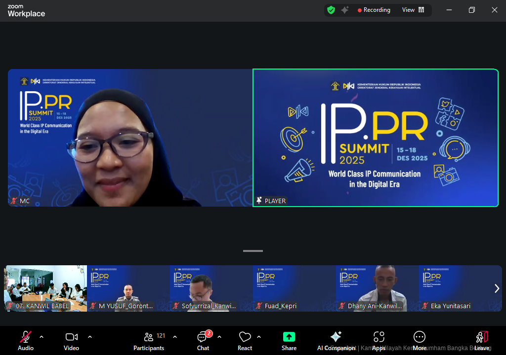 Kanwil Kemenkum Kepulauan Bangka Belitung Ikuti Intellectual Property–Public Relations Summit 2025