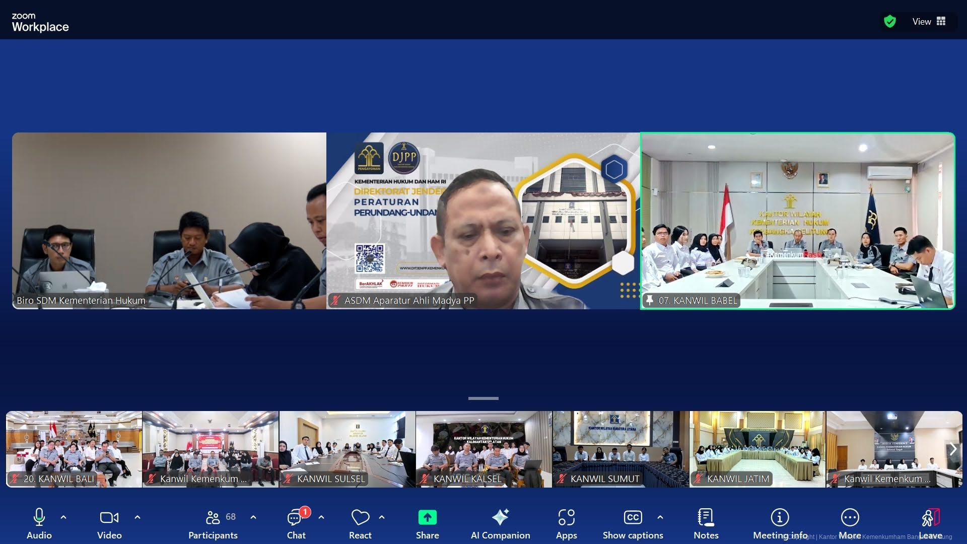 Kanwil Kemenkum Babel Ikuti Rapat Pembekalan Admin dan Mentor Program Magang Lulusan Perguruan Tinggi