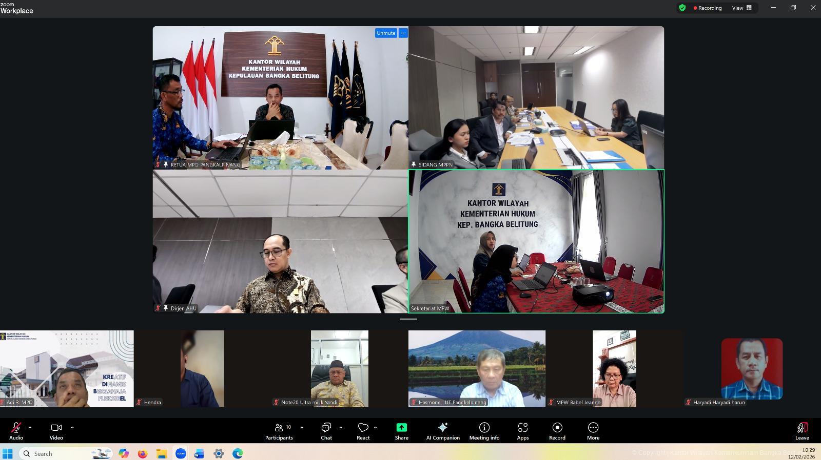 Kemenkum Babel Hadiri Sidang Pemeriksaan Dugaan Pelanggaran Jabatan Notaris oleh MPPN