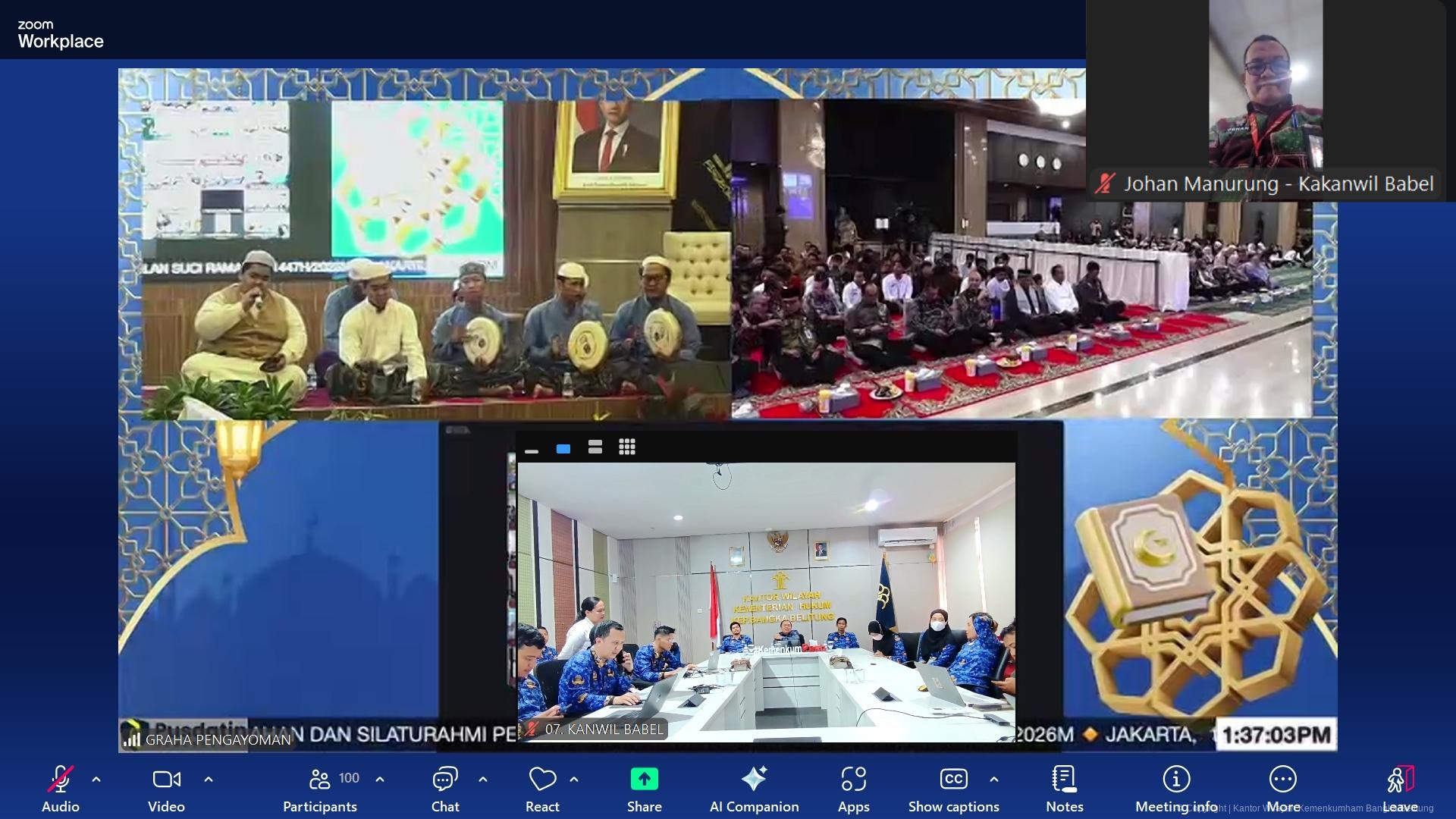 Kementerian Hukum RI Gelar Munggahan dan Silaturahmi Menyambut Ramadhan 1447 H, Kanwil Kemenkum Babel Ikuti Secara Virtual