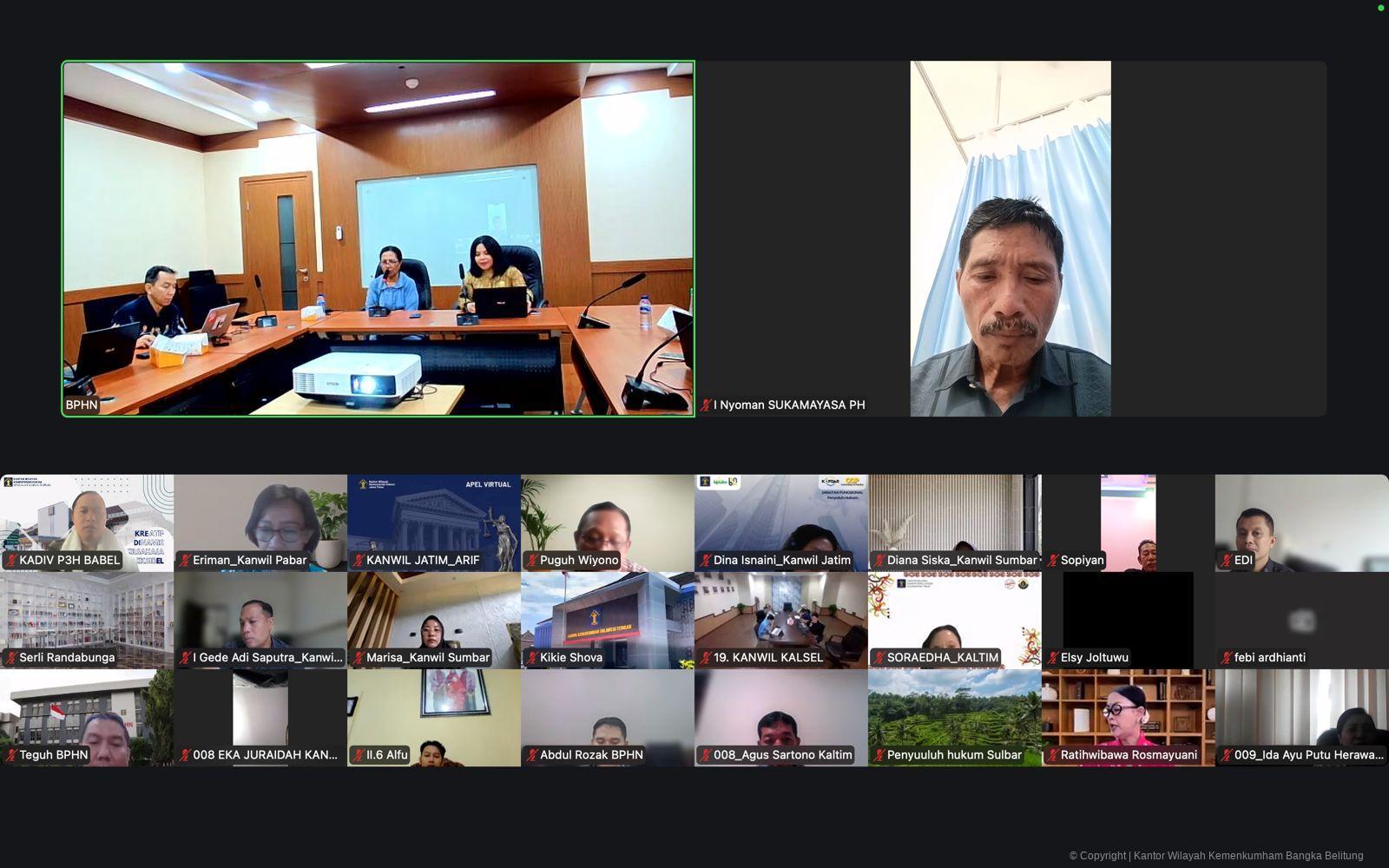 Perkuat Penyuluhan Hukum Berbasis Data, Kanwil Kemenkum Babel Ikuti Rapat Peta Permasalahan Hukum