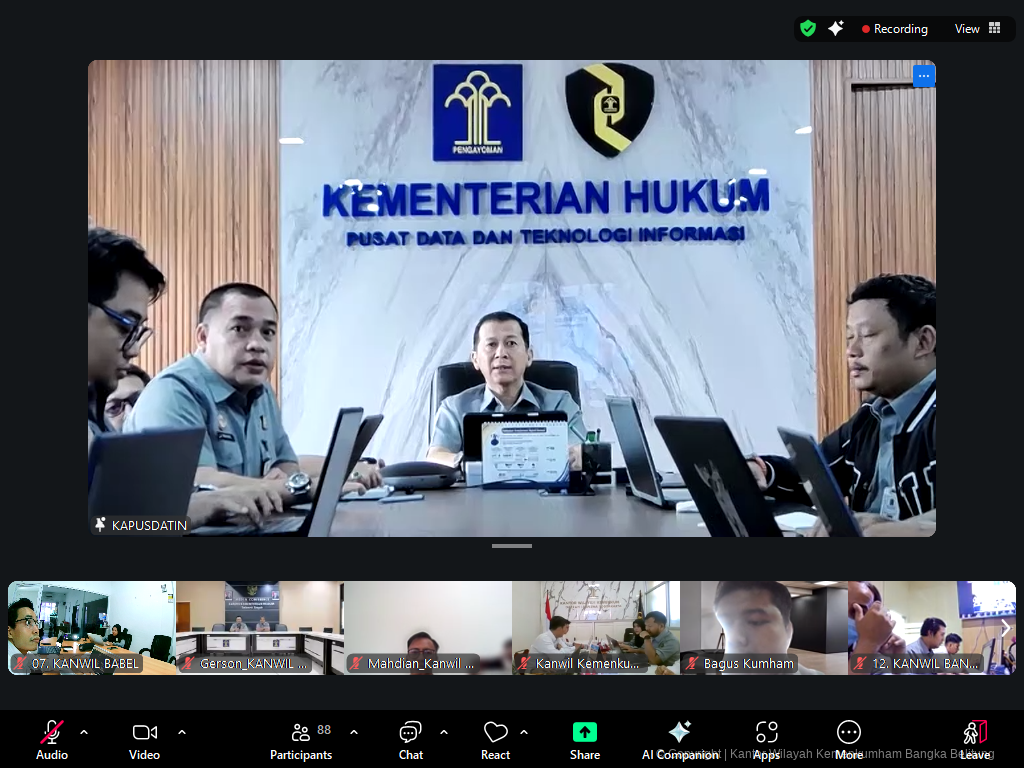 Kanwil Kemenkum Babel Ikuti Rapat Evaluasi Pengelolaan Akses Internet, Perkuat Keamanan SPBE dan Optimalisasi Jaringan