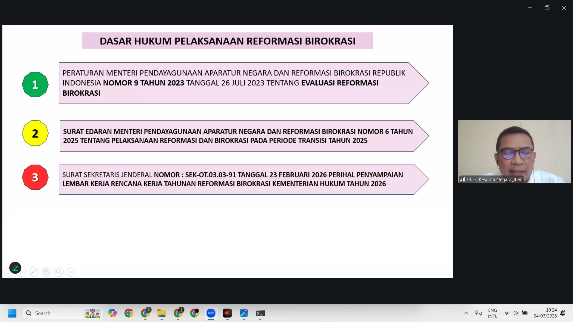 Kanwil Kemenkum Babel Ikuti Rapat Teknis Monitoring dan Evaluasi Rencana Kerja Tahunan Reformasi Birokrasi Tahun 2026
