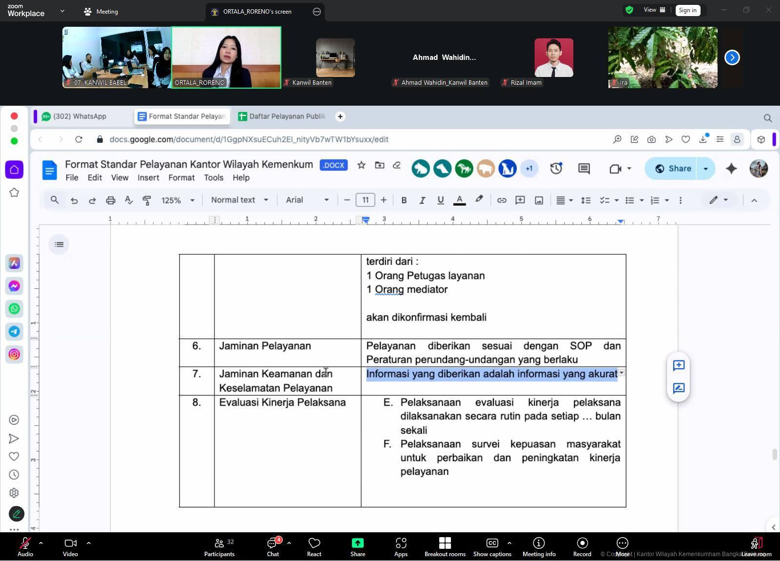 Kanwil Kemenkum Babel Ikuti Rapat Lanjutan Penyeragaman Standar Pelayanan Publik di Lingkungan Kantor Wilayah