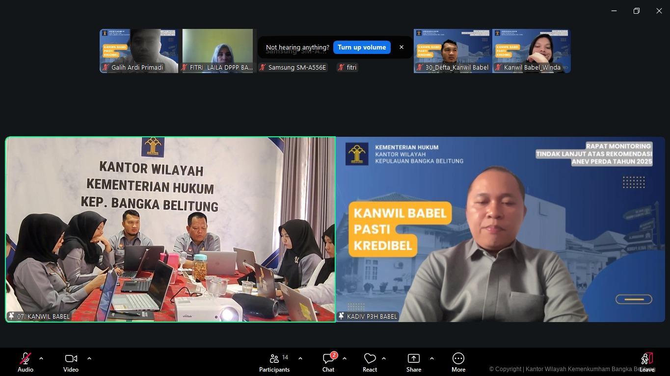 Kanwil Kemenkum Babel Perkuat Kualitas Regulasi Daerah melalui Monitoring Tindak Lanjut Analisis dan Evaluasi Perda 2025