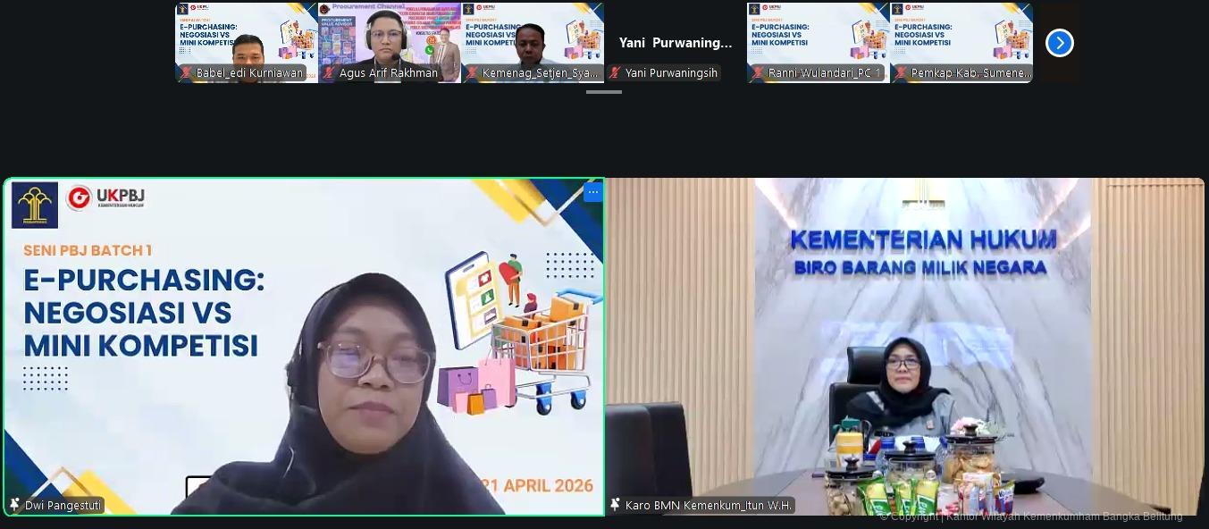 Kanwil Kemenkum Babel Tingkatkan Efisiensi Pengadaan Barang/Jasa dengan E-Purchasing dalam Kegiatan SENI PBJ 2026
